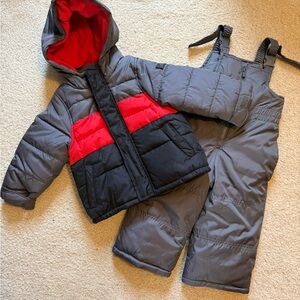 Carter's Gray and Red Snowsuit Set